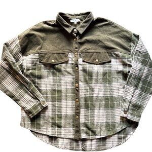 Oversized Plaid Corduroy Shacket Fall Winter Layering Essential Size L